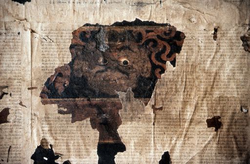 Shigatse Text Verklebtes Mural 85 ©Dirk Witt (Kahlen_0850)