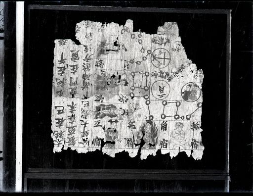 A 270: Gerahmtes Fragment einer chinesischen Astrologischen Handschrift mit Bezeichnung der Nakṣatras-Mondhäuser