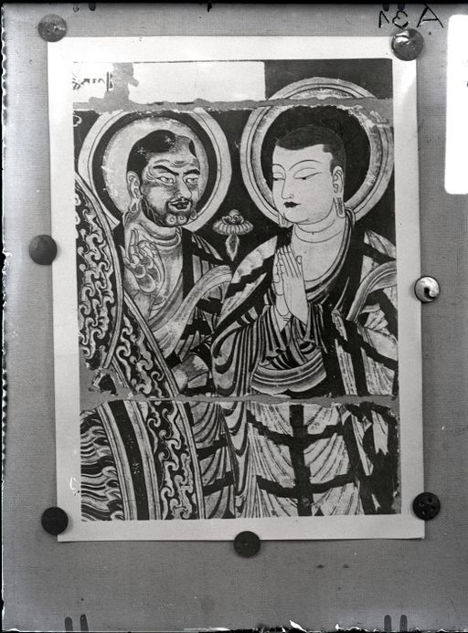 A 31: Teil der Praṇidhi-Szene Nr.5 ; oben rechts: zwei Mönche