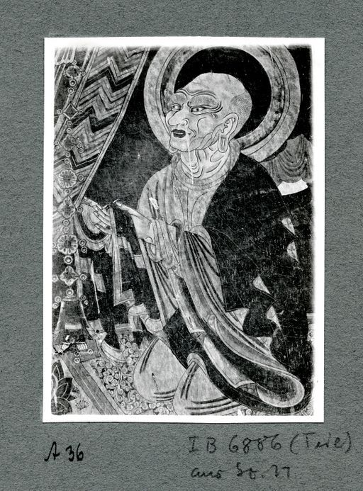 A 36: Teil der Praṇidhi-Szene Nr.11 des Buddha Vāsiṣṭha: Mönch im Flickengewand