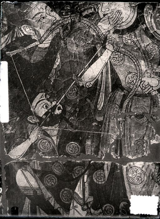 A 43: Detail aus der Entführung eines Kindes durch Garuḍa: Jäger mit schussbereitem Bogen