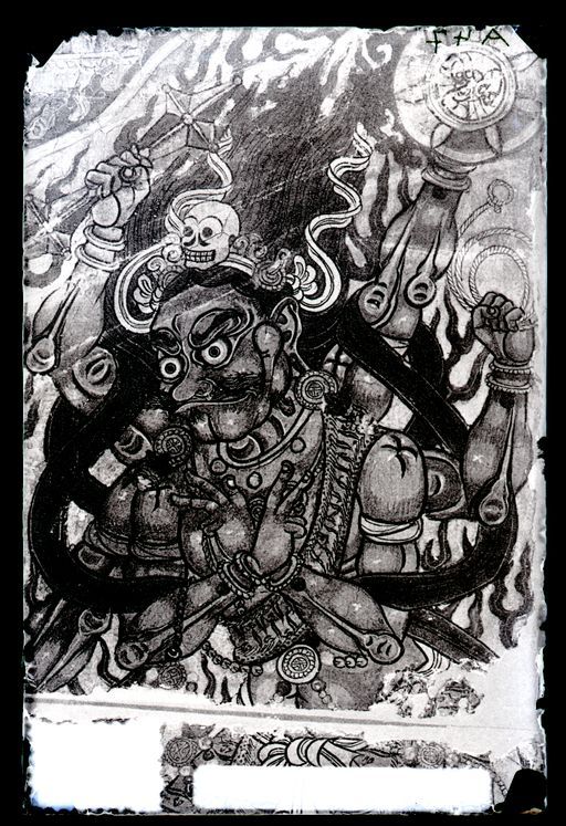 A47: Rechter unterer Teil eines Avalokiteśvara Kultbilds mit Begleitfiguren: Mahākāla (?) (A_47_IB_6877.jpg)