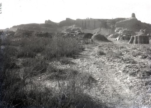 B1243: Fort mit temporären Strohbauten der Dunganen in der Ebene (B_1243_Tumshuk_Tagh.jpg)