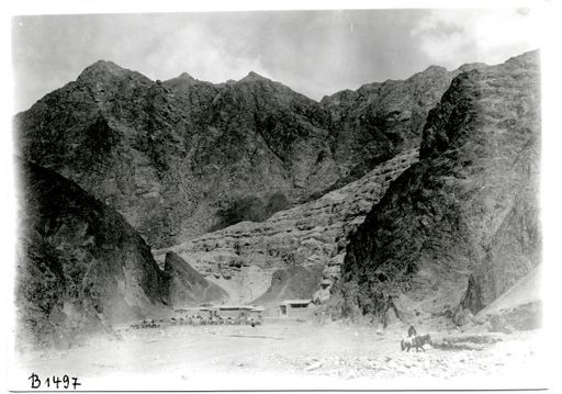 B 1497: Rasthaus in den Bergen mit vielen Gespannen