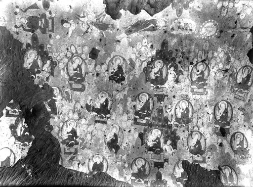 B1518: Himmelskörper, Windgott, Garuḍa, fliegende Buddhas zwischen Belehrungsszenen und Legenden in Berglandschaften (B_1518_Kiz_34.jpg)