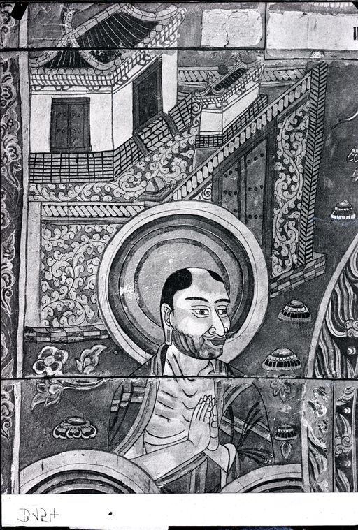 B 154: Oberkörper eines Mönchs: Teil des Praṇidhi-Bildes Nr.10
