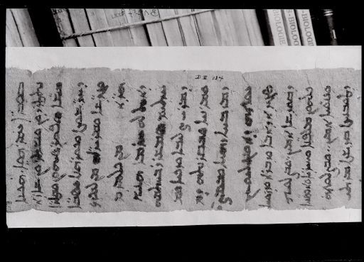 B 1778: Ein Blatt (von 6) einer mongolischen Urkunde in syrischer Schrift mit zwei Siegeln. Sie können mit den fotografierten Passagen auf B 1055 -1060 und 1777-80 und 1786 rekonstruiert werden.