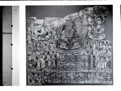 B 178: Predigender Buddha Tejaprabha auf hohem Löwenthron als Herr über Planeten und Sternkonstellationen (12 den Tierkreis darstellenden Figuren)