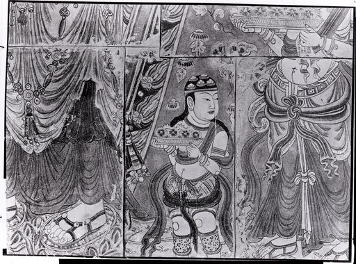 B 179: Detail aus Praṇidhi-Szene 10. kleiner Gabenträger neben Buddha Kāśyapa
