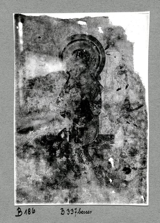 B 186: Buddhistische Madonna, die Göttin Hārītī und 5 Kinder, Malerei auf Ramie