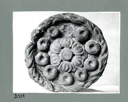 B 205: Große Schmuckrosette: Lotosblüte umgeben von Kreisen und Flechtrand