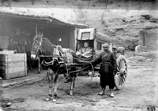 B 3044: Fuhrwerk mit chinesischen Würdenträger vor Serai