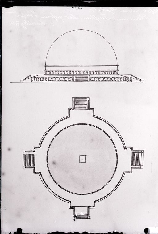 B 534: Stūpa eines alten Models: Plan und Aufbau des großen Stūpa von Manikyala ; Zeichner unbestimmt