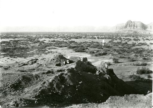 B 761: Blick über die deutschen Grabungsarbeiten in die weite Landschaft bis zu der Grabungsstätten von P. Pelliot in Toqqus Sarai