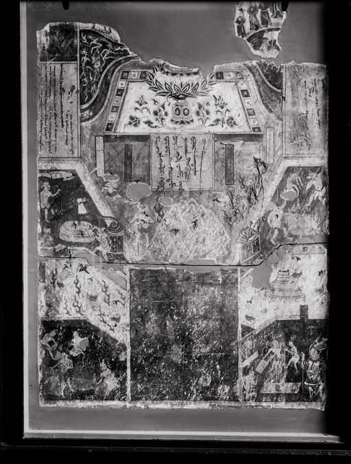 C 103: Höllenszenen und die uigurische Anrufung des westlichen Paradieses des Amitabha zu Füßen eines Lotosthrons