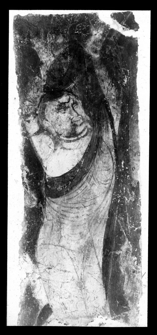 T 229: Kniender Mönch mit verzweifelt erhobenen Händen, Teil einer Parinirvāṇa-Szene