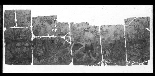 T 289: Sieben zusammengehörige Malereiplatten: Ausritt eines Fürsten zur Jagd