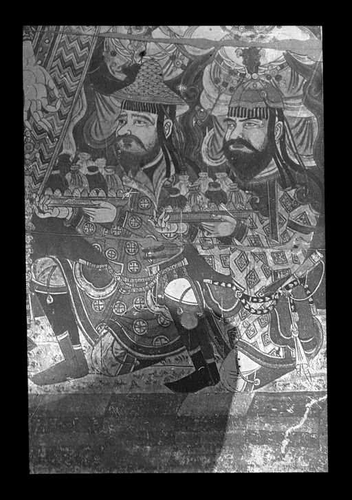 T 295: Detail der Praṇidhi-Szene Nr. 6: die beiden Kaufleute indoskythen Tocharer WaldschmGandh 18c