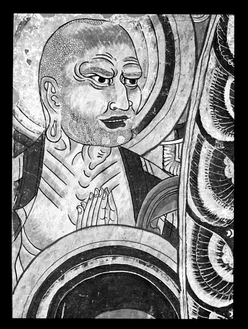 T 299: Detail der Praṇidhi-Szene Nr. 3: Mönch, Tocharer