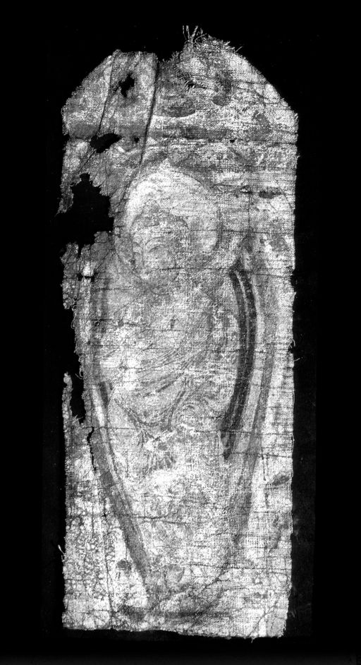 T 304: Tempelfahne stehender Buddha nach rechts gewandt Rückseite von T 303