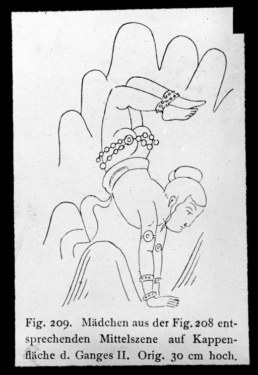 T 314: Zeichnung Grünwedel einer Wandmalerei: Gauklerin im Handstand