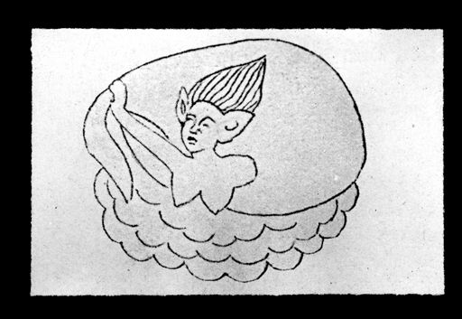 T 318: Zeichnung Grünwedel einer Wandmalerei: Windgöttin