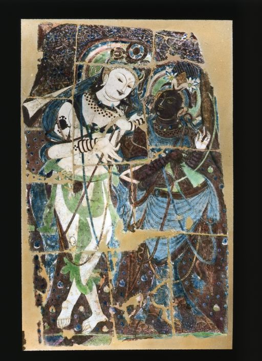 T 489: Farbige (colorierte?) Aufnahme von Gott Māra und Musikantin