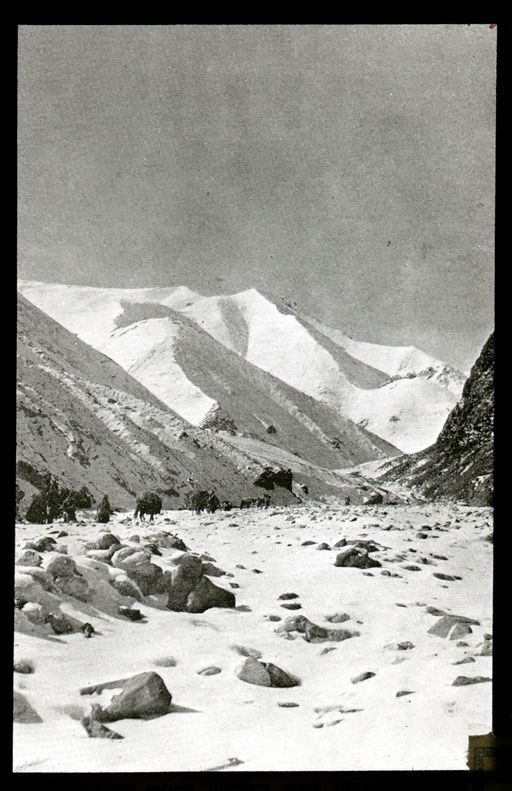 T 497: Karawane auf Hochebene im Schnee, vermutlich Fremdfoto Aurel Stein