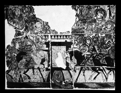 T 516: Verteilung der Reliquien mit zwei Heeren zu Seiten eines Stadttors