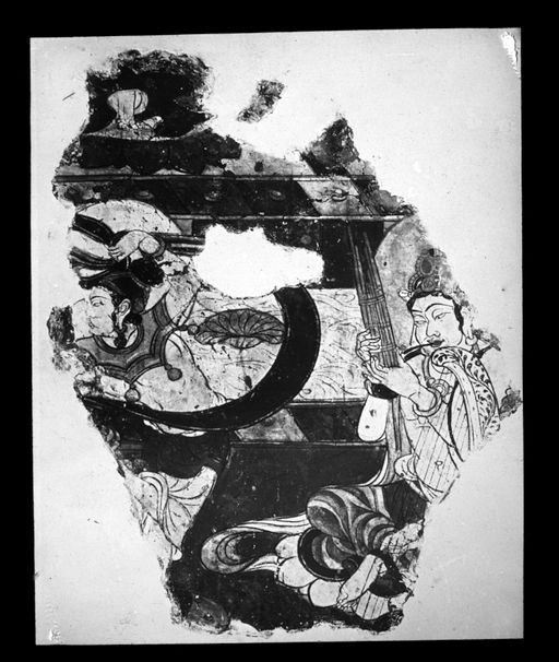 T 551: Musiker mit Flöte und Harfe im chinesischen Stil