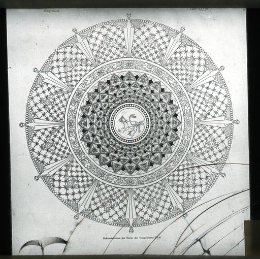T 654: Grünwedels Deckenzeichnung einer Lotosrosette mit Kaṇṭhaka