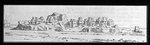 T 655: Gerahmte Grünwedel-Zeichnung des 100-Pfeiler Tempels