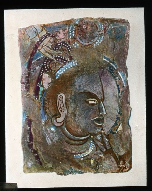 T 666: Coloriertes Dia: Kopf eines Fürsten nach rechts gewendet