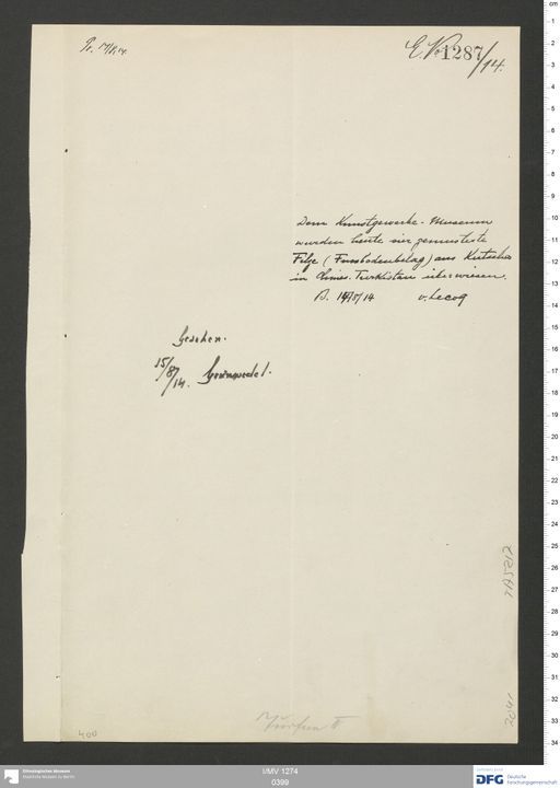 Acta XV (Turfan) | (I/MV 1274 0399)