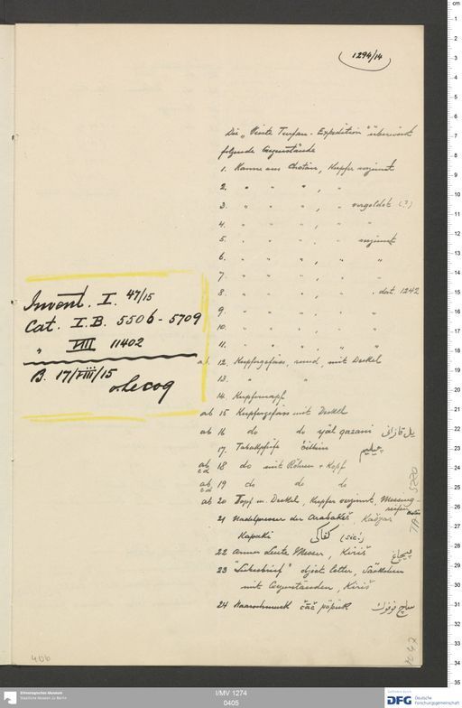 Acta XV (Turfan) | (I/MV 1274 0405)