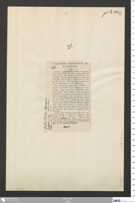 Acta XV (Turfan) | (I/MV 1274 0445)