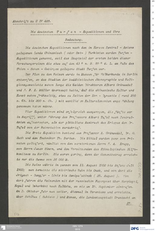 Acta XV (Turfan) | (I/MV 1274 0515)