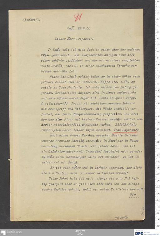 Acta XIX (Turfan) | (I/MV 1278 0354)