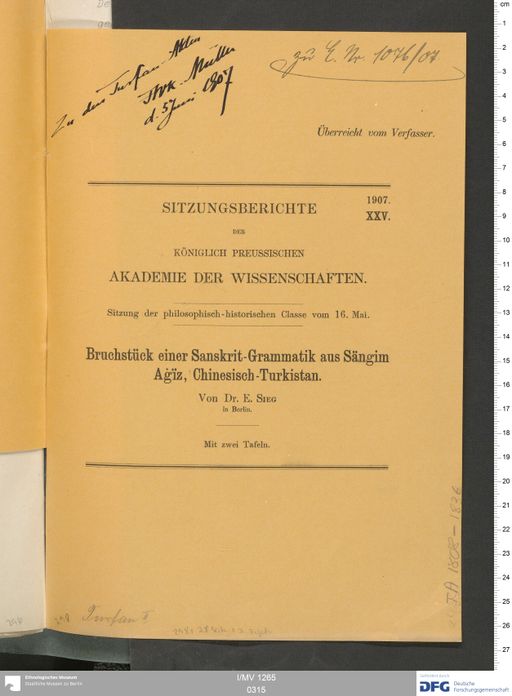 Acta VI (Turfan) | (I/MV 1265 0315)