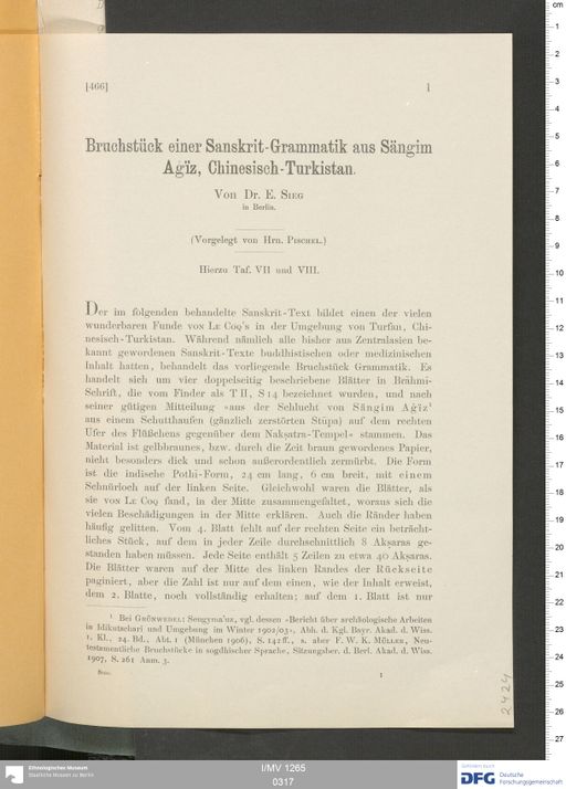 Acta VI (Turfan) | (I/MV 1265 0317)